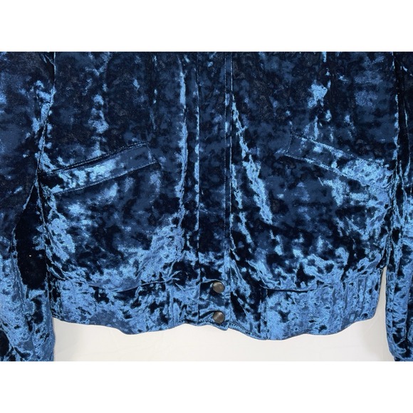 NWT Women's Joe's Jeans Lexi Crushed Velvet Zip Front Jacket - Blue - Size XS - Picture 4 of 6